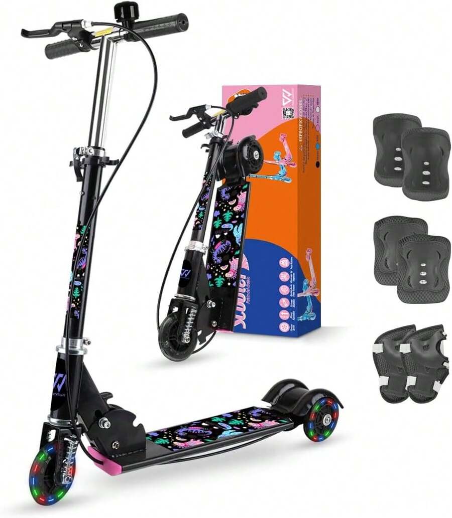 Kick Scooters, Foot Scooters - Blue + Knee Pads - View 1