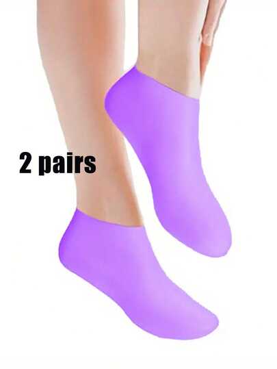2 Pairs Of Purple Silicone Moisturizing Socks For Women - Anti-Cracking And Moisturizing Foot Care, Keeping Moisture All Day And Preventing Dryness. Light Beige, Fragrance-Free, Easy To Wear Design, Soothing Skin Footwear, Ankle-Length Design, Soft Texture Fabric. An Exquisite Small Gift For Thanksgiving, Easter, Valentine's Day, Mother's Day, Ramadan And Birthdays.