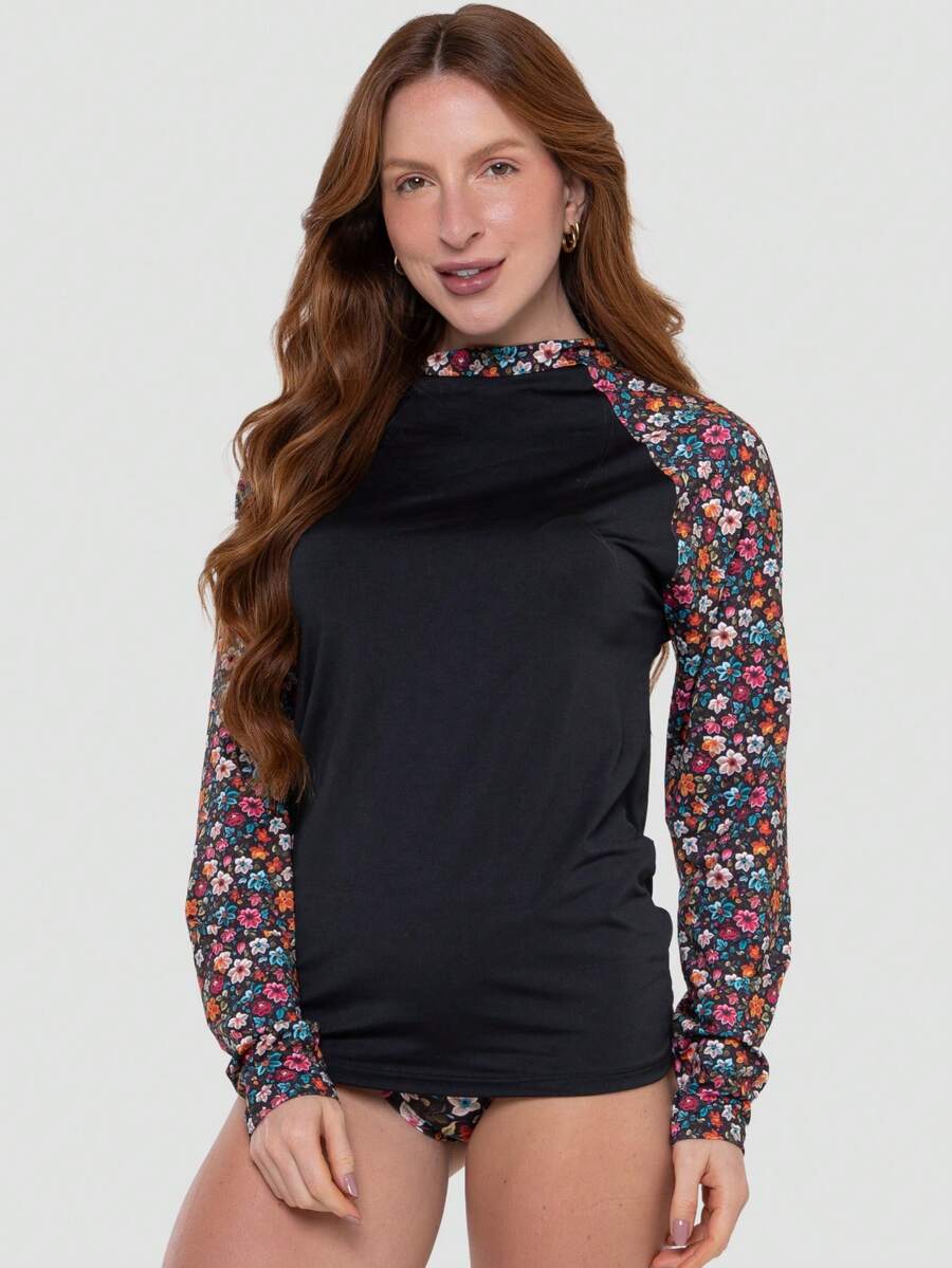 Women's Thermal Top UV Protection Long Sleeve Printed Beachwear Summer 031 - Màu Hồng Tươi - Xem 1