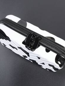 迷你斜挎包，硬壳牛皮印花图案，单肩包，轻便，适合学校、大学、旅行，PVC 防水，简约休闲街头风格，送给男朋友的绝佳圣诞礼物 - 黑與白 - 查看 7
