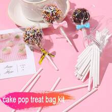 Bộ dụng cụ làm kẹo mút hình bánh pop 300 chiếc, bao gồm 100 que kẹo, 100 túi đựng kẹo và 100 dây buộc, dùng để làm kẹo và sô cô la. - Nhiều màu - Xem 3