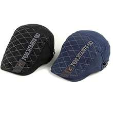 1pc Retro Breathable Men Cotton Ivy Flat Cap Newsboy Cap Adjustable Beret Cabbie Gatsby Driving Hat Adjustable Hat - xanh quân đội - Xem 8