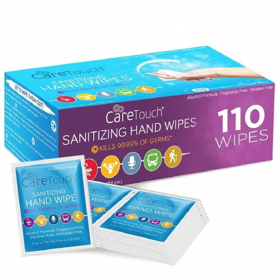Hand Sanitizer Wipes - 110 Hand Wipes Individually Wrapped - Travel Size - Sanitizing Wet Wipes For Home, Office & Outdoor Use,25837816 - 黑色 - 查看 1