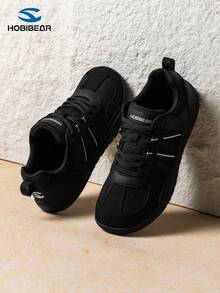 HOBIBEAR Women's Casual Sports Shoes, Fashion Versatile Breathable Mesh Comfortable Running Shoes, Lightweight Black Shoes Suitable For Work Commute And Outdoor Wear - Black - View 2