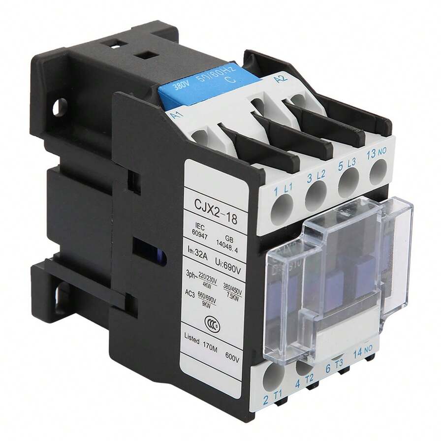 CJX2-1810 Rail Mount Contactor Industrial Electric Contactor(380V AC) - Negro - Ver 1