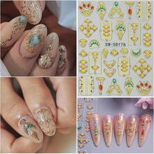 Egyptian Style Nail Art Stickers Decals Gold Sun Moon Nail Decals 5D Self Adhesive For Women Nails Design Decoraion 3D Crown Mails Stickers Supplies{Inchcolor_nameinch:InchColorful-21inch} - 彩色-21 - 查看 4