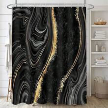 4 Pcs Black Marble Shower Curtain Sets With Rugs Gold Bathroom Sets With Shower Curtain And Rugs Modern Abstract Bathroom Decor Accessories Shower Curtains For Bathroom Toilet Lid Cover{Inchcolor_nameinch:InchBlackGoldinch} - 黑金 - 查看 3