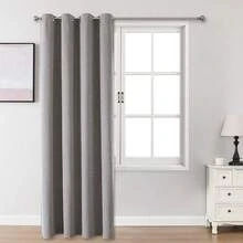 1/2 tấm rèm cản sáng vải lanh, có nhiều kích cỡ cho phòng ngủ, phòng khách, rạp hát tại nhà, phòng ăn, có dây buộc phía sau, màu xám nhạt - Màu Xám nhạt - Xem 36