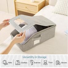 2 Pack Stackable Hat Storage Box With Zipper & Carry Handle - Holds 24 Baseball Cap Organizer, Hat Organizer With Reinforced Cardboard Frame, Stackable Closet Organizers And Storage - 灰色 - 查看 6