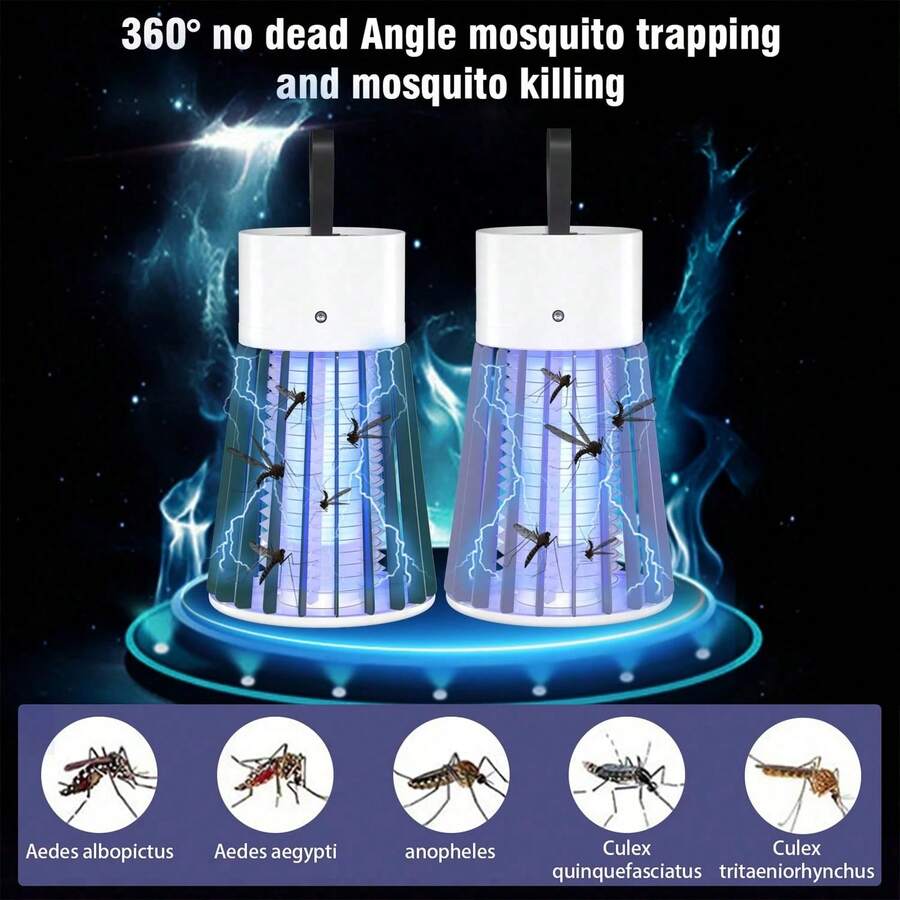 1pcs Bug Zapper USB Electric Non-Radiation LED Silent Mosquito And Insect Killer Lamp, Suitable For Indoor Killing Of Mosquitoes, Flies, Small Flies, And Fruit Flies, With A Small Brush - 橄欖綠 - 查看 1