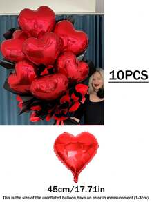 10 pièces Ballons en forme de cœur en feuille d'aluminium de 18 pouces, rouge, bleu, magenta, rose. Bouquet de ballons en forme de cœur DIY, convient pour les fêtes d'anniversaire, les demandes en mariage, les anniversaires, la décoration de la Saint-Valentin - Multicolore - Voir 14