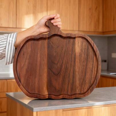 1 handgefertigter Fantasy Kürbis Tablett - polierte Holzfurnier für Lebensmittelsicherheit, geeignet zum Servieren von Süßigkeiten, Snacks, getrockneten Früchten und kleinen Leckereien. Multifunktionale Tischplatte - modische Teller für Halloween, Thanksgiving, Weihnachten und Ostern. Neuartiger und kreativer Teller - Heimdekoration und Küchenutensilien