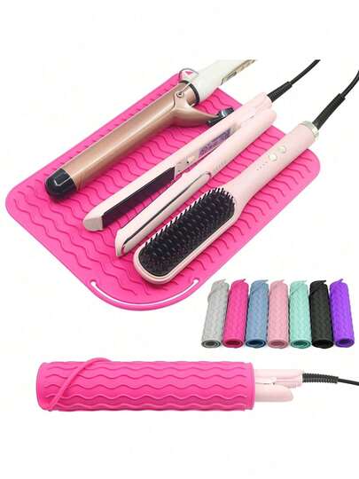 1pc Hot Styling Tool Mat, Universal Size Hair Straightener And Curling Iron Heat-Resistant Mat For Storage And Travel, Hot Styling Tool Mat, Heat Resistant Silicone Hair Styling Mat Storage Heat Insulation Pad For Hair Straighteners, Flat Irons, And Curling Irons, Protect Your Hair Styling Tools With This Silicone Heat Insulation Pad For Restaurant Hotel Commercial