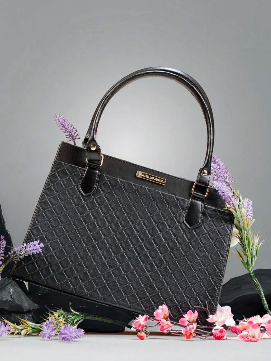 Women's Medium Satchel Luxury Tote Bag - Hitam - View 1