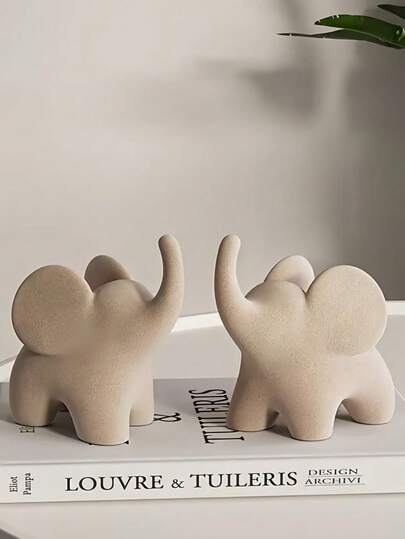 1pc Modern Minimalist Resin Elephant Figurine, Suitable For Home And Office Desk Decor | Great Gift For Halloween, Christmas, Easter, Thanksgiving And Other Holidays