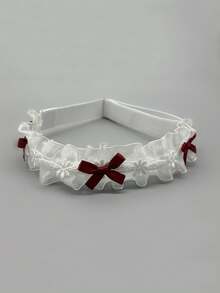 1pc Christmas Bow Lace Snowflake Thigh Garter Cute Girl Leg Decor Performance Accessory Leg Garter - Red and White - View 3