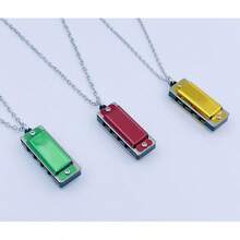 4-Hole Mini Necklace Harmonica, 8-Note Wearable Instrument, Adult Fashion Music Accessory - Multicolor - View 1