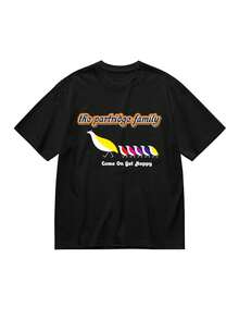 Camiseta de la familia Partridge 337727, divertida camiseta gráfica de manga corta para hombres, colección negra PR, talla, camiseta básica clásica de algodón, fácil de combinar con varios estilos. - Negro - Ver 1