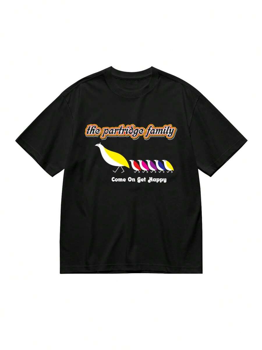 Camiseta de la familia Partridge 337727, divertida camiseta gráfica de manga corta para hombres, colección negra PR, talla, camiseta básica clásica de algodón, fácil de combinar con varios estilos. - Negro - Ver 1
