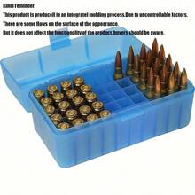 1个大容量子弹盒，可容纳多达50发1厘米宽 x 6.5厘米高的子弹，适用于.223雷明顿、5.56x45毫米、5.56北约、.223/5.56、.300 AAC Blackout、5.56x45、5.8x42口径子弹，轻便子弹收纳盒