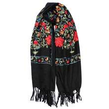 Women's Embroidered Oversize Tassel Pashmina Shawl Scarf Gift For Women{Inchcolor_nameinch:InchBlackinch} - đen - Xem 1