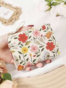 Full Screen Flower Design,Women's Short Wallet, 2-Fold Design, Multi-Card Holder, Bank Card Organizer, Credit Card Storage, Coin Pocket, Zipper Closure, Photo Window, Premium Leather, Ideal Travel Bag And Gift Bags For Girlfriend, Mother, Teacher, Valentine, Daily Use, Travel Essentials, Office, Shopping, Must-Have Wallet For Women And Card Holder