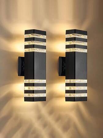 CANMEIJIA GU10 LEDアウトドアウォールライト、アクリル製柱状デザイン、装飾的な室内壁ランプ、人感センサー付きまたは光センサー付きバージョンあり、IP65防水、屋外のパティオ/階段/通り/室内/ガーデン/リビング/バスルーム/キッチン/寝室/廊下/内外壁に適しています