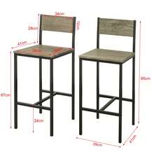 SoBuy FST53x2 Set Of 2 Bar Stools, Bar Chairs With Backrest, Counter Chairs With Footrest, Seat Height - Brown - View 3