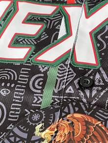 Men's Embroidered Baseball Jacket, Black Casual Short Sleeve V-Neck Button T-Shirt, Party & Sports Wear