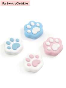 GeekShare 4pcs Cat Paw Shaped Button Caps, Compatible With Nintendo Switch/OLED/Lite - powder blue - View 11