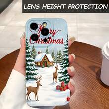1PC Phone Case ,  Merry Christmas Deer House Snow , Stylish Phone Case, Phone Decoration, All-around Lens Protection, Creative Small Gift, Funny Gift for Boys and Girls - Schwarz - Übersicht 3