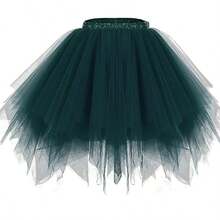 Women's Tutu Skirt Ballet Bubble Dance Skirts For Cosplay Party - 深綠色 - 查看 2