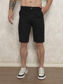 Men's Bermuda Shorts In Twill With Elastane - Sizes 38 To 48 - Black, Beige, White, Green, Blue, Caramel, Gray, Wine Green. Factory Outlet For Men's Black Denim Shorts. - 彩色 - 查看 3