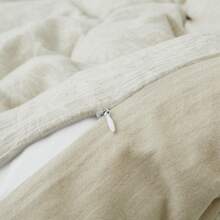 3-Piece Linen Cotton Blend Duvet Cover Set, Jacquard Pattern Twin Queen King With Pillow Shams, Corner Ties, Zipper Closure - Hành tinh màu be - Xem 5