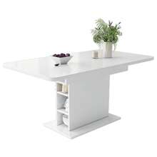 Extendable Dining Table, Dining Table With Storage, Rectangular Dining Table, Coffee Leisure Table, Modern Simple Iron Dining Table, Space-Saving Multifunctional Dining Table, Concrete Look - White - View 1