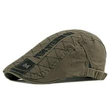 1pc Retro Breathable Men Cotton Ivy Flat Cap Newsboy Cap Adjustable Beret Cabbie Gatsby Driving Hat Adjustable Hat - xanh quân đội - Xem 11