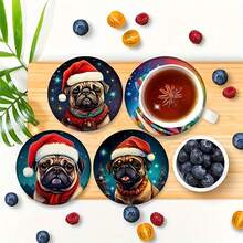 8pcs/Set Wooden Cup Coasters, Suitable For Various Commercial Venues Christmas Theme, Applicable For Living Room, Kitchen, Dining Room, Gift Giving, 1 Set Of 8pcs, 200 Sets Of 1600pcs - Multicolor - View 3