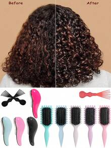 Adult Air Cushion Detangling Brush + Air Cushion Brush Cleaner - Multi-Color Options, Suitable For Wet/Curly/Thick Hair, Gently Removes Tangles, Massages Scalp, Easily Cleans Embedded Hair, For Styling And Grooming Curly Hair For Men And Women, Reduces Pulling, Ideal For Travelers, Extends Brush Lifespan, Multiple Colors Available - Multicolor - View 5