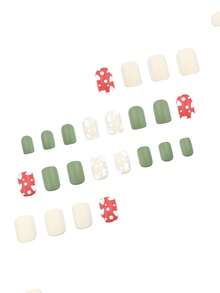 24 pezzi Set di unghie finte quadrate corte, colore rosso opaco a forma di cuore e colore unito, include 1 gel trasparente e 1 lima per unghie, adatto per feste di San Valentino, ballo e uso quotidiano, rimovibile e riutilizzabile