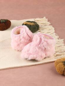 婴儿软底雪地靴，保暖内里，防滑鞋底，0-6个月，秋冬季 - 粉色 - 查看 5