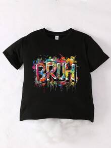 Teen Boy Loose Plus Size Casual Simple Slogan Pattern Printed Round Neck Short Sleeve T-Shirt Joker Leisure Sports Youth Summer Coat,T Shirts