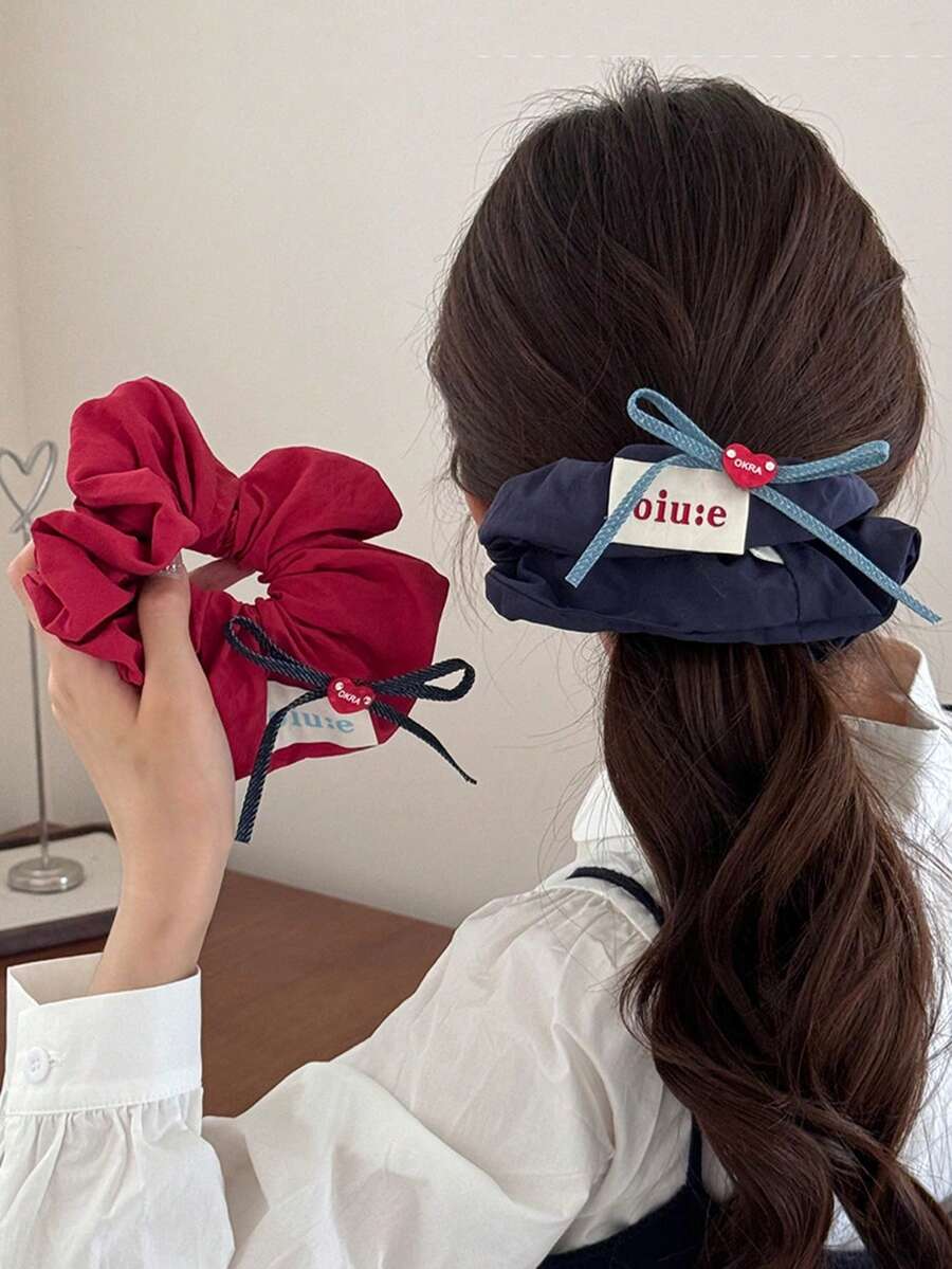 1pc Elegant Korean Design Bowknot Scrunchie Hair Tie, Stylish Ponytail Holder Hair Accessory ,Scrunchy Hair Ties Makeup Home Gym Woman Accessories - Multicolor - View 1