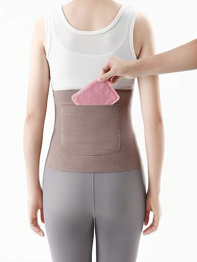 1pc Portable Lumbar Support Belt With Dual Pockets, Menstrual Period Abdominal Warming Pads, Back Heating Pads, Lumbar Support With Integrated Pockets, Thermal Heating For Abdominal Warmth And Stomach Protection, Unisex Cold Protection, Postnatal Lumbar Support, Portable Warming Abdominal Belt For Women And Young Girls.