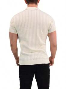 JOHN LEOPARD - Men's Knitted Polo Shirt - Black and White - View 8