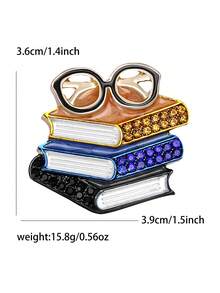奢华珐琅眼镜书胸针 - 精致创意别针，适合女士中性宴会服装配饰/朋友派对徽章礼物 - 書 - 查看 11
