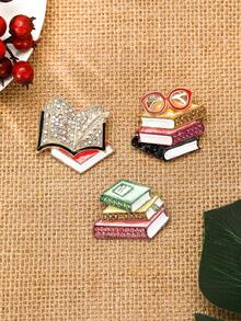 奢华珐琅眼镜书胸针 - 精致创意别针，适合女士中性宴会服装配饰/朋友派对徽章礼物 - 書 - 查看 12