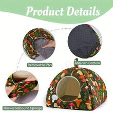 Guinea Pig Hideout Washable Rabbit Bed With Guinea Pig Tunnel Guinea Pigs Toys Set Bunny Hideout Cage Accessories For Hamster Ferret Rabbits Bunny Green Mushroom Forest