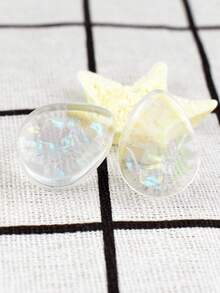 1 Pair 8-30mm Colorful Shell Pattern Transparent Water Drop Acrylic Ear Gauges Tunnel Plugs Body Piercing Jewelry - Shell Pattern - View 18