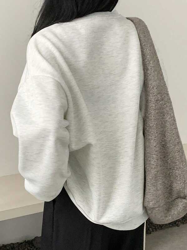 Sudadera holgada de cuello redondo para mujer LOVE JOYY con bordado de letras