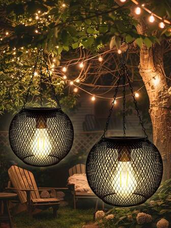 1 pieza/2 piezas Faroles solares para exteriores, Faroles solares de metal mejorados, Luces solares colgantes talla grande brillantes para exteriores a prueba de agua, Luz solar con encendido/apagado automático para decoración de patio, jardín y senderos